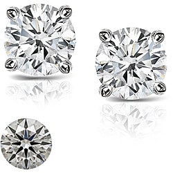Platinum 5/8ct TDW Hearts and Arrows Diamond Stud Earrings (J-K, SI1-SI2)