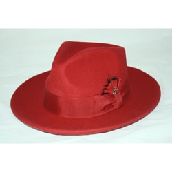 Ferrecci Men's Red Wool Fedora Hat