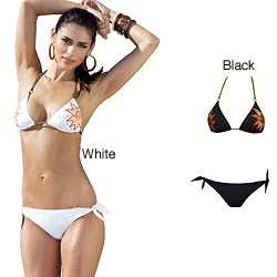1 Sol Women's 2-piece Triangle Top Embroidered Starburst Bikini