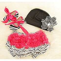 Zebra Print Hot Pink Baby Girls Gift Set 