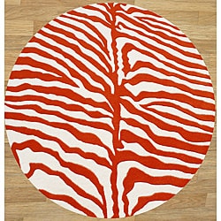 Alliyah Handmade New Zeeland Blend Safari Orange Wool Rug (6' Round)