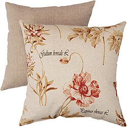 Pillow Perfect Decorative Linen/ Red Floral Square Toss Pillow