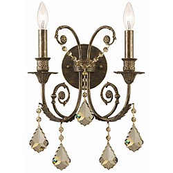 Crystorama Regis 2-Light English Bronze Wall Sconce 
