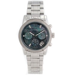 Republic Women's Stainless Steel Glitz Mother of Pearl Chronograph Watch