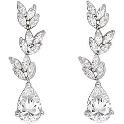 Sterling Silver Clear Cubic Zirconia Drop Earrings