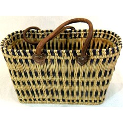 Straw and Leather Purple Weave Tote (Morocco)