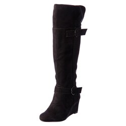 R2 by Report Women's 'Mackenzie' Black Wedge Buckle Boots FINAL SALE