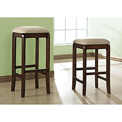 Walnut 24-inch Beige Chenille Barstool