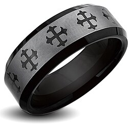 Men's Tungsten Carbide Black Multi-cross Ring (8 mm)