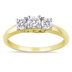 Miadora 10k Yellow Gold 1/2ct TDW Diamond 3-stone Ring