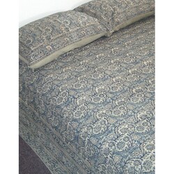 Kalamkari Indigo King-size Duvet Cover Set (India)