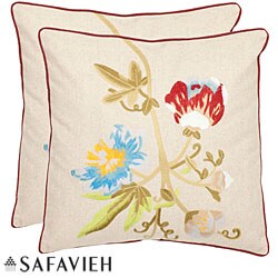 Blossoms 18-inch Cream Decorative Pillows (Set of 2)