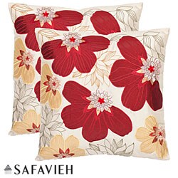 Petals 18-inch Cream/ Red Decorative Pillows (Set of 2)