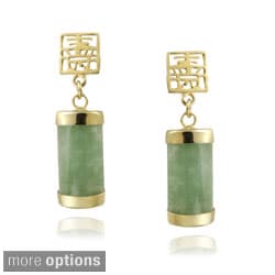 Glitzy Rocks Sterling Silver Green Jade Dangle Earrings