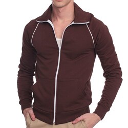 American Apparel Unisex Brown/ White California Fleece Track Jacket (X-small)