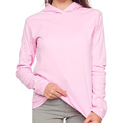 American Apparel Women's Baby Rib Pink XL Cotton Long Sleeve Hoodie