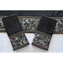 Sherry Kline 'It's a Croc' Black 3-piece Decorative Towels