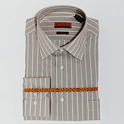 Enzo Tovare Men's Taupe Striped Cotton Dress Shirt