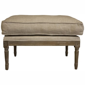 Casual Living Weathered Vintage French Upholstered Linen Ottoman