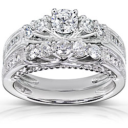 14k White Gold 1 1/4ct TDW Diamond Bridal Ring Set (H-I, I1-I2)
