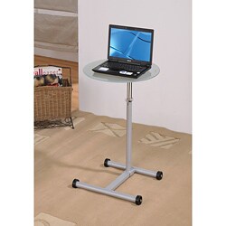 Acme Clear Glass Grey Wheeled Laptop Stand