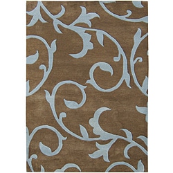 Sabrina Brown Handmade New Zealand Blend Wool Rug (8' x 10')