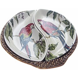 Certified International 'Bahamas' 2-Section Server with Rattan Tray