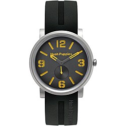 Hush Puppies Men's Black/ Orange Dial Silicon Strap Watch