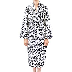 Leisureland Women's Flannel Zebra Print Robe