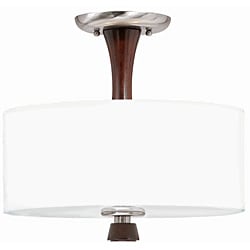 Triarch International Brady 2-light Brushed Steel and Wood Semi-Flush Mount