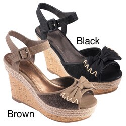 Journee Collection Women's 'Pippa-12' Open Toe Ankle Strap Wedge