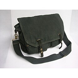 Pewter 'Correspondent' 17-inch Washed Cotton Canvas Messenger Bag