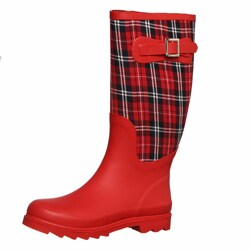 Dirty Laundry Women's 'Rocky Top' Red/ Red Plaid Rain Boots