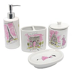 Waverly 'Tres Chic' Ceramic 4-piece Bath Accessory Set