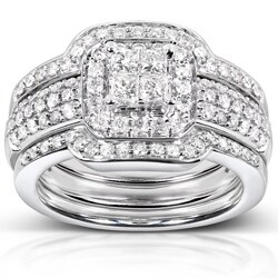 14k White Gold 3/4ct TDW Diamond 3-piece Bridal Ring Set (H-I, I1-I2)