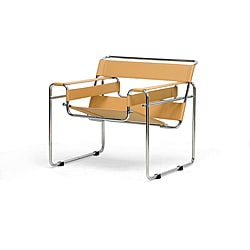 'Jericho' Tan Leather Mid-Century Accent Chair