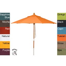 PHAT TOMMY 9 Foot Pacifica Fabric Marenti Wood Market Patio Umbrella