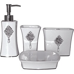 Jewel White Boutique 4-piece Bath Accessory Set