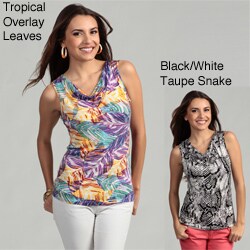 Cable & Gauge Women's Floral Abstract Drape Neck Shirt FINAL SALE