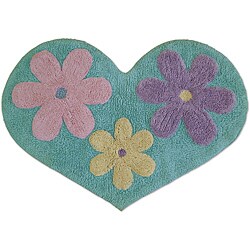 Jovi Home Madeline Blue Floral Heart Bath Rug