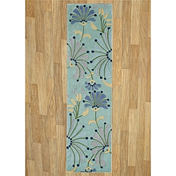 Hand-tufted Nile Blue New Zealand Wool Blend Rug (2'5 x 8')