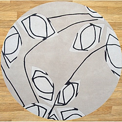 Handmade 'Sabrina' Grey Floral Wool Rug (6' Round)
