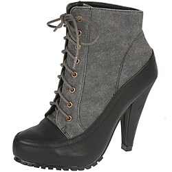 Beston Elegant Women's 'Toky-1' Black Denim Ankle Boots