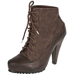 Beston Women's 'Toky-1' Brown Denim Boots