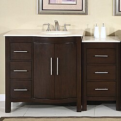 Silkroad Exclusive Stone Counter Top Bathroom Single Sink Cabinet Vanity Lavatory (54-inch)