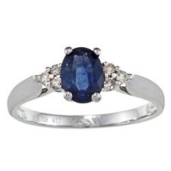 Viducci 10k Gold Blue Sapphire and 1/8ct TDW Diamond Ring (G-H, I1-I2)