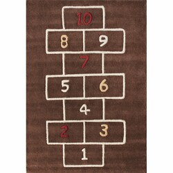 Handmade Luna Kids Hopscotch New Zealand Wool Rug (5' x 7')