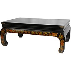 Black Lacquer 'Peaceful Village' Coffee Table (China)