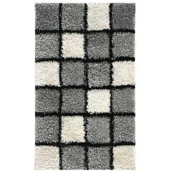 Hand-woven Grey/ White Shag Rug (2' x 3')