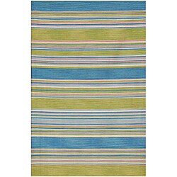 Flat-woven Blue Wool Area Rug (9' x 12')